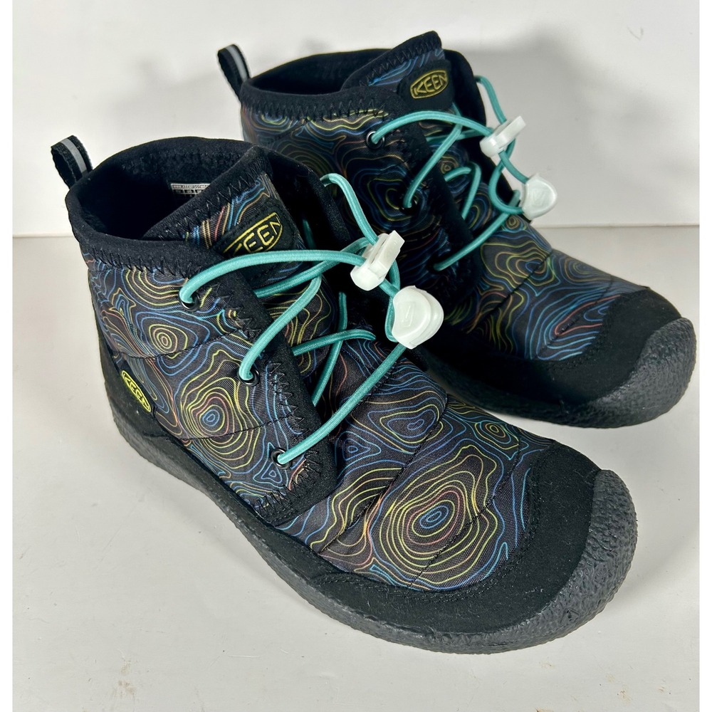 KEEN Howser II Waterproof Youth Boots Topo Map Print Insulated Black Size 4Y
